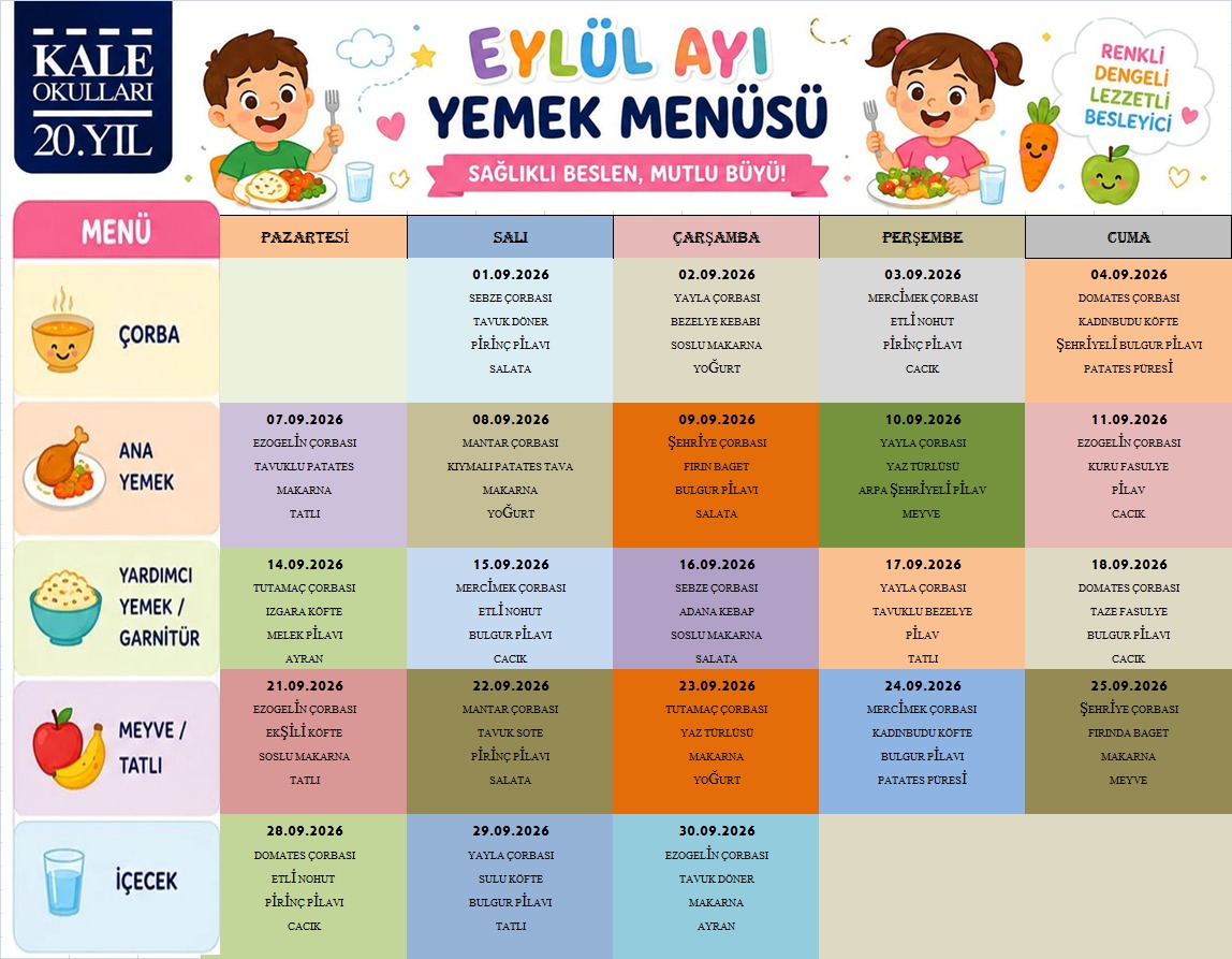 Aylık Yemek Menüsü